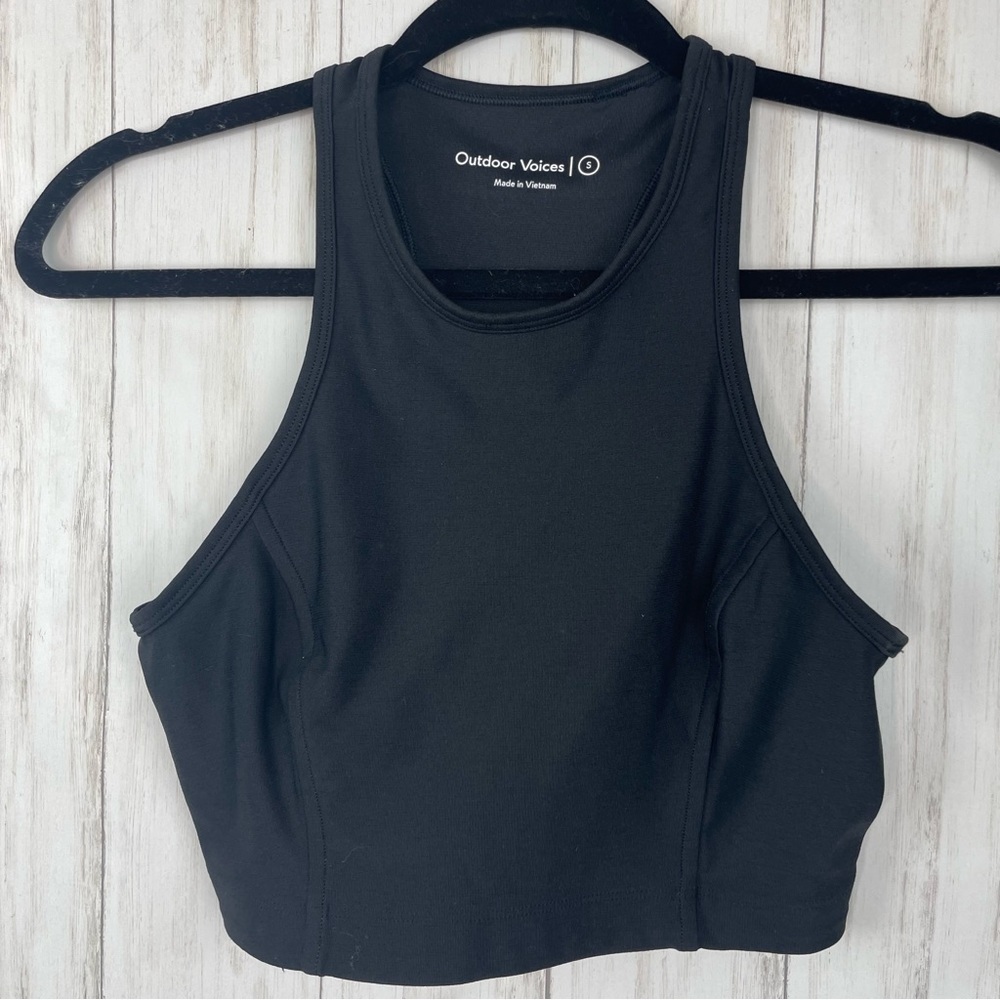 Outdoor voices black high neck crop tank sports bra small